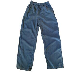 Reformation Blue-Grey Lyocell Wide-Leg Trousers (Size 0)